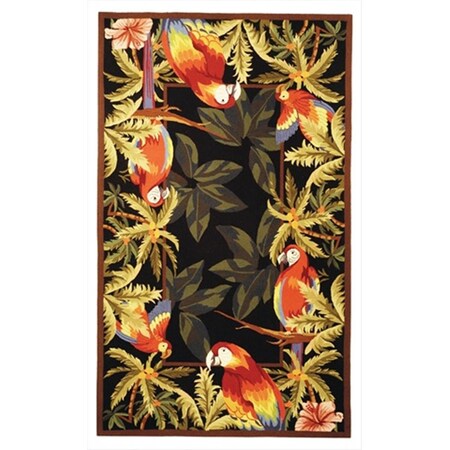 Safavieh 8 ft. x 8 ft. Round- Country and Floral Chelsea Black Hand Hooked Rug HK296A-8R